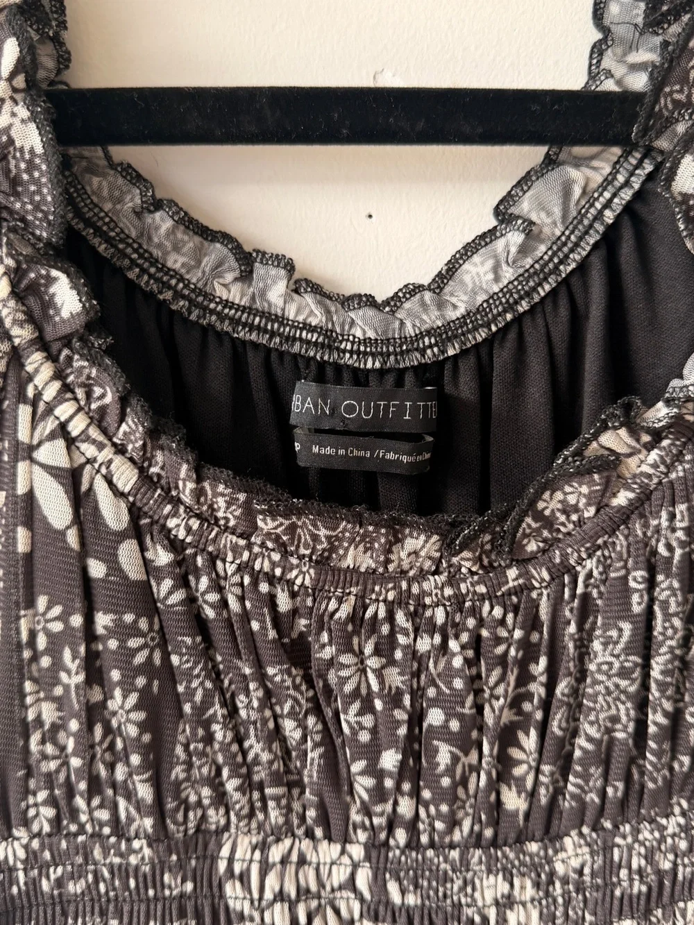 Urban Outfitters Black and White Floral Tiered Dress